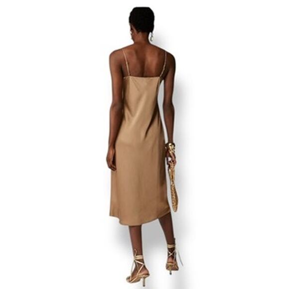 J.Crew Gwyneth Slip Dress in Luster Charmeuse Satin Women's 6 Gold - Picture 2 of 10